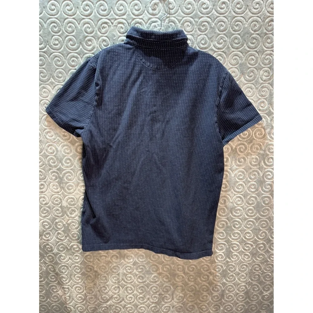 Banana Republic Performance‎ Pique Polo Shirt Navy Blue Dotted Mens Size L